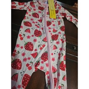 White Pink  Strawberry  Fruit Bamboo  Zippy Double Zipper 12 To 18  Months